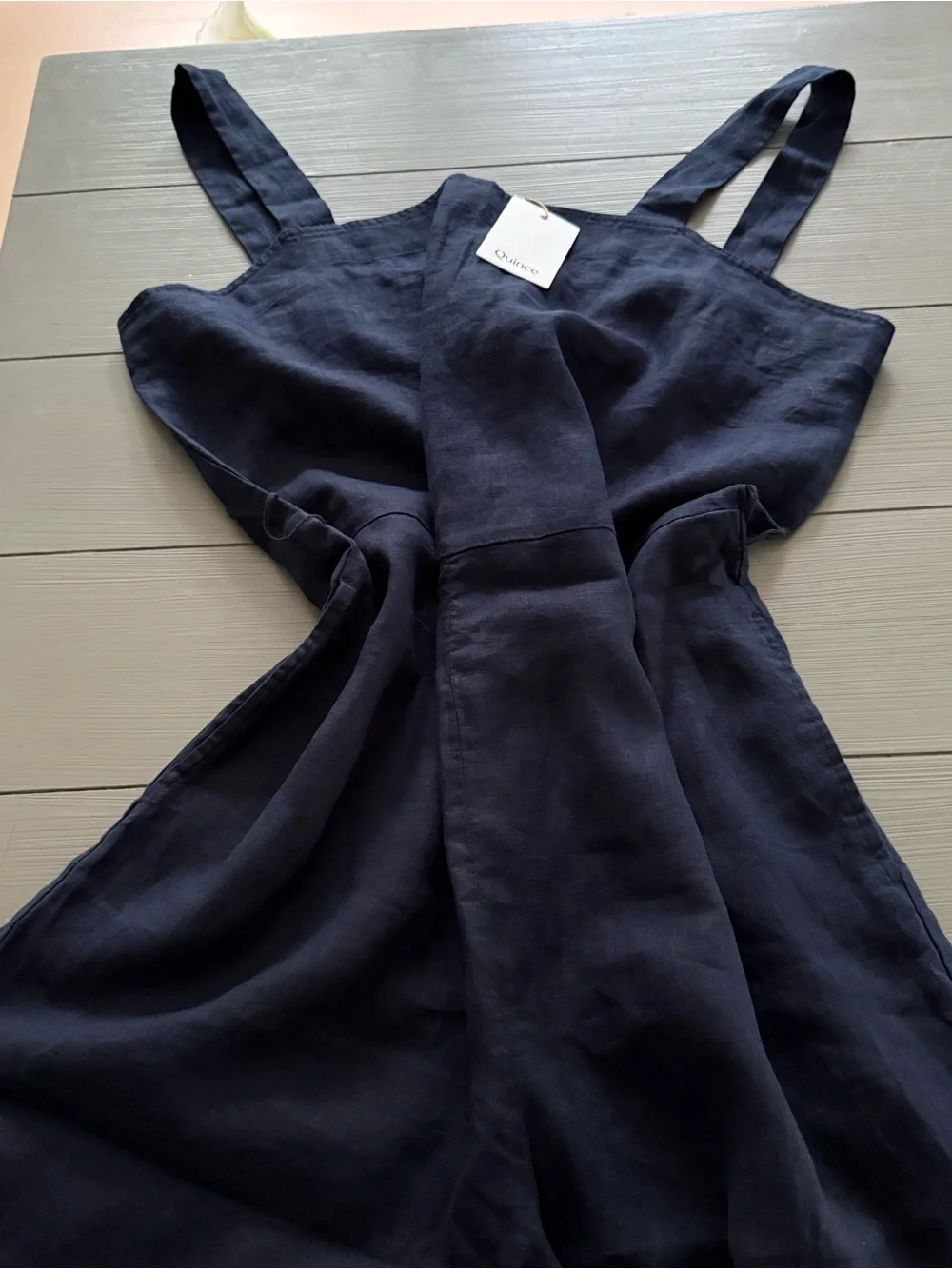 Quince 100% European Linen Square Neck Jumpsuit